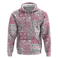 Mele Kalikimaka Hawaii Christmas Zip Hoodie Akala Seamless Floral Motif - Polynesian Pride