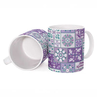 Mele Kalikimaka Hawaii Christmas Ceramic Mug Poni Seamless Floral Motif - Polynesian Pride