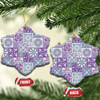 Mele Kalikimaka Hawaii Christmas Ceramic Ornament Poni Seamless Floral Motif - Polynesian Pride