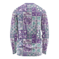 Mele Kalikimaka Hawaii Christmas Long Sleeve Shirt Poni Seamless Floral Motif LT9 - Polynesian Pride