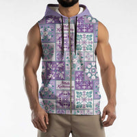 Mele Kalikimaka Hawaii Christmas Sleeveless Zip Hoodie Poni Seamless Floral Motif - Polynesian Pride