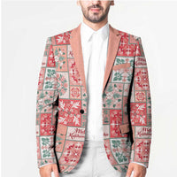 Mele Kalikimaka Hawaii Christmas Blazer Ulaula Seamless Floral Motif - Polynesian Pride