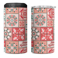 Mele Kalikimaka Hawaii Christmas 4 in 1 Can Cooler Tumbler Ulaula Seamless Floral Motif - Polynesian Pride