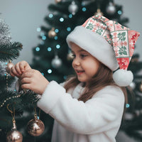 Mele Kalikimaka Hawaii Christmas Santa Hat Ulaula Seamless Floral Motif - Polynesian Pride