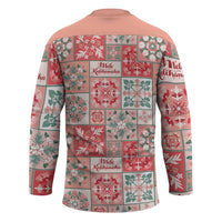 Mele Kalikimaka Hawaii Christmas Hockey Jersey Ulaula Seamless Floral Motif - Polynesian Pride