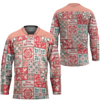 Mele Kalikimaka Hawaii Christmas Hockey Jersey Ulaula Seamless Floral Motif - Polynesian Pride