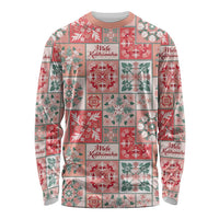 Mele Kalikimaka Hawaii Christmas Long Sleeve Shirt Ulaula Seamless Floral Motif LT9 Unisex Red - Polynesian Pride