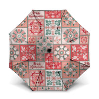 Mele Kalikimaka Hawaii Christmas Umbrella Ulaula Seamless Floral Motif - Polynesian Pride