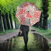 Mele Kalikimaka Hawaii Christmas Umbrella Ulaula Seamless Floral Motif - Polynesian Pride