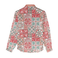 Mele Kalikimaka Hawaii Christmas Women Casual Shirt Ulaula Seamless Floral Motif - Polynesian Pride