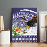 American Samoa Bald Eagle Canvas Wall Art Polynesian Tropical Flowers