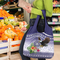 American Samoa Bald Eagle Grocery Bag Polynesian Tropical Flowers