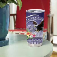 American Samoa Bald Eagle Tumbler Cup Polynesian Tropical Flowers