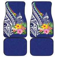 New Caledonia Kagu Bird Car Mats Polynesian Tropical Flowers