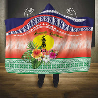 New Caledonia Nautilus Shell Hooded Blanket Polynesian Tropical Flowers