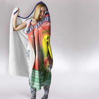 New Caledonia Nautilus Shell Hooded Blanket Polynesian Tropical Flowers