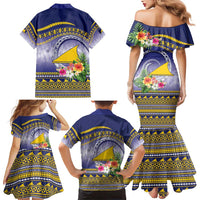 Tokelau Tuluma Family Matching Mermaid Dress and Hawaiian Shirt Polynesian Tropical Flowers