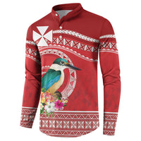 Wallis et Futuna Kingfisher Button Sweatshirt Polynesian Tropical Flowers LT9 - Polynesian Pride
