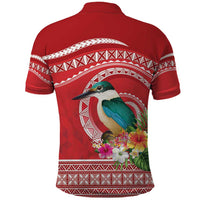 Wallis et Futuna Kingfisher Polo Shirt Polynesian Tropical Flowers