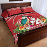 Wallis et Futuna Kingfisher Quilt Bed Set Polynesian Tropical Flowers