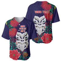Maori Wheku Meri Kirihimete Personalised Baseball Jersey All Blue Indigenous Maori Motif - Polynesian Pride