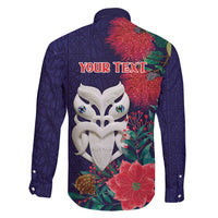 Maori Wheku Meri Kirihimete Personalised Family Matching Off Shoulder Short Dress and Hawaiian Shirt All Blue Indigenous Maori Motif - Polynesian Pride