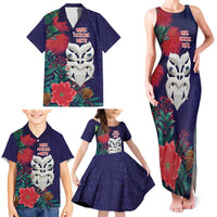 Maori Wheku Meri Kirihimete Personalised Family Matching Tank Maxi Dress and Hawaiian Shirt All Blue Indigenous Maori Motif - Polynesian Pride