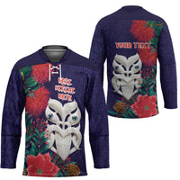 Maori Wheku Meri Kirihimete Personalised Hockey Jersey All Blue Indigenous Maori Motif - Polynesian Pride