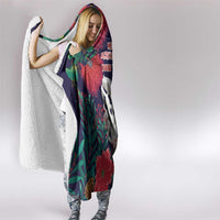 Maori Wheku Meri Kirihimete Personalised Hooded Blanket All Blue Indigenous Maori Motif - Polynesian Pride