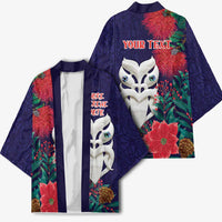 Maori Wheku Meri Kirihimete Personalised Kimono All Blue Indigenous Maori Motif - Polynesian Pride