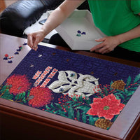 Maori Wheku Meri Kirihimete Personalised Puzzle All Blue Indigenous Maori Motif - Polynesian Pride