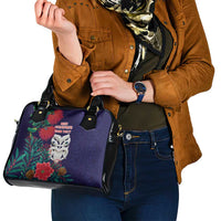 Maori Wheku Meri Kirihimete Personalised Shoulder Handbag All Blue Indigenous Maori Motif - Polynesian Pride