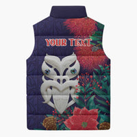 Maori Wheku Meri Kirihimete Personalised Sleeveless Puffer Jacket All Blue Indigenous Maori Motif - Polynesian Pride