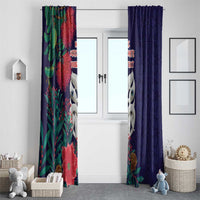 Maori Wheku Meri Kirihimete Personalised Window Curtain All Blue Indigenous Maori Motif - Polynesian Pride