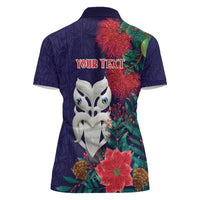 Maori Wheku Meri Kirihimete Personalised Women Polo Shirt All Blue Indigenous Maori Motif - Polynesian Pride
