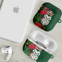 Maori Wheku Meri Kirihimete Personalised AirPods Case All Green Indigenous Maori Motif - Polynesian Pride