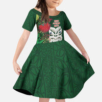 Maori Wheku Meri Kirihimete Personalised Family Matching Puletasi and Hawaiian Shirt All Green Indigenous Maori Motif - Polynesian Pride