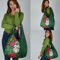Maori Wheku Meri Kirihimete Personalised Grocery Bag All Green Indigenous Maori Motif - Polynesian Pride