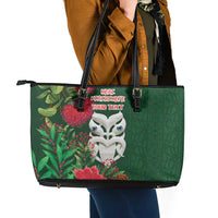 Maori Wheku Meri Kirihimete Personalised Leather Tote Bag All Green Indigenous Maori Motif - Polynesian Pride