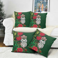 Maori Wheku Meri Kirihimete Personalised Pillow Cover All Green Indigenous Maori Motif - Polynesian Pride