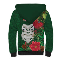 Maori Wheku Meri Kirihimete Personalised Sherpa Hoodie All Green Indigenous Maori Motif - Polynesian Pride