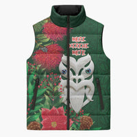Maori Wheku Meri Kirihimete Personalised Sleeveless Puffer Jacket All Green Indigenous Maori Motif - Polynesian Pride