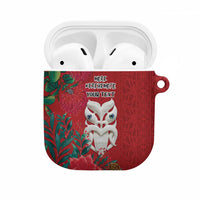 Maori Wheku Meri Kirihimete Personalised AirPods Case All Red Indigenous Maori Motif LT9 Red - Polynesian Pride