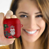 Maori Wheku Meri Kirihimete Personalised AirPods Case All Red Indigenous Maori Motif LT9 - Polynesian Pride
