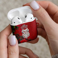 Maori Wheku Meri Kirihimete Personalised AirPods Case All Red Indigenous Maori Motif LT9 - Polynesian Pride
