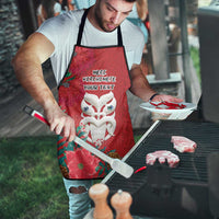 Maori Wheku Meri Kirihimete Personalised Apron All Red Indigenous Maori Motif - Polynesian Pride