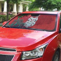 Maori Wheku Meri Kirihimete Personalised Auto Sun Shade All Red Indigenous Maori Motif - Polynesian Pride