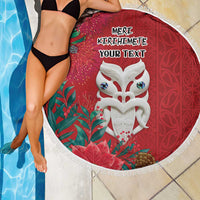 Maori Wheku Meri Kirihimete Personalised Beach Blanket All Red Indigenous Maori Motif - Polynesian Pride