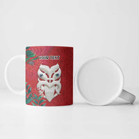 Maori Wheku Meri Kirihimete Personalised Ceramic Mug All Red Indigenous Maori Motif - Polynesian Pride