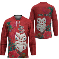 Maori Wheku Meri Kirihimete Personalised Hockey Jersey All Red Indigenous Maori Motif - Polynesian Pride